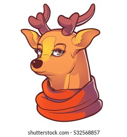 Color illustration of deer in cartoon style