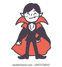 Color illustration of Dracula with a simple deformed smile.