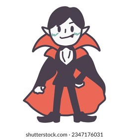 Color illustration of Dracula with a simple deformed smile.