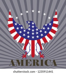 Color illustration of an eagle with the american flag