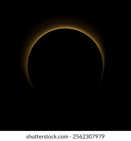 Color illustration of an eclipse of the sun. Vector on black background.