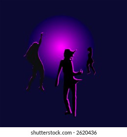 Color illustration with elements of a disco