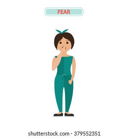 Color illustration of fear girl
