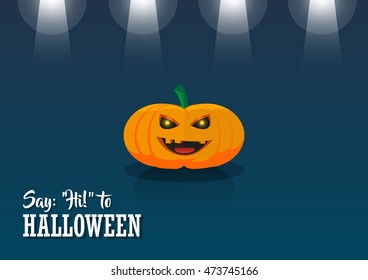 color illustration festive pumpkin for Halloween with illuminated from above