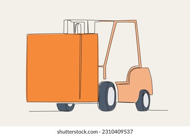Color illustration of a freight vehicle. Harbor activities one-line drawing