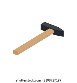 Color illustration of a hammer on a white background. Vector graphics. Design element for poster, banner, print, badge, icon, sticker. Workshop symbolism. Tool for work.