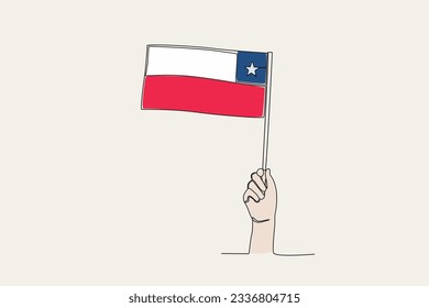 Farbillustration für eine Hand, die die chilenische Flagge hochzieht. Fiestas-Patriochenkamm