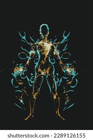 color illustration and human body behind the silhouette