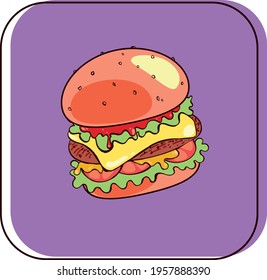 Color illustration of a humburger. Idea for website 
design, for blogs.