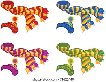 color illustration of knitted hat and scarf