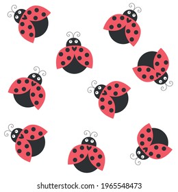 Color illustration of ladybirds. The image can be used, for example, for children's posters, books and interior posters.