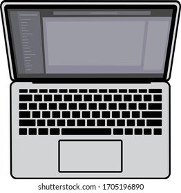 Color illustration of laptop seen from above