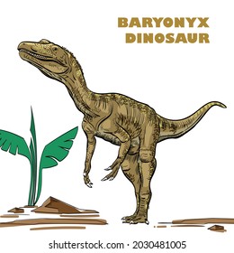 Color illustration of a large baryonyx dinosaur