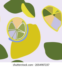 Color illustration with lemons and limes. It can be used as a pattern.