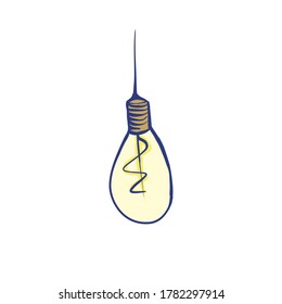 Color illustration of a light bulb. Stock Vector illustration on a white background. For a logo, for icons in social networks.