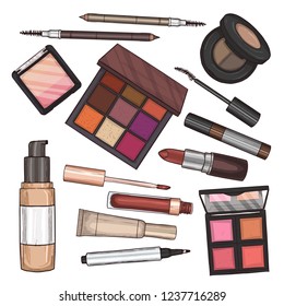 Color illustration of makeup products