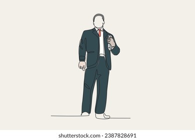 Color illustration of Martin Luther King wearing a suit. Martin Luther King Day one-line drawing
