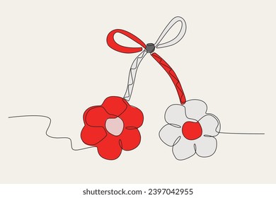 Color illustration of a Martior. Martisor one-line drawing