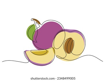 Color illustration in minimalism with plums in vector