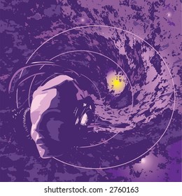 Color illustration on a theme of space and a sound.
