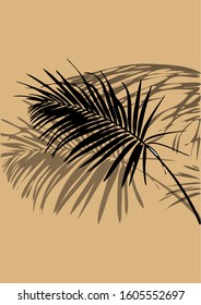 color illustration of a palm branch on a yellow background