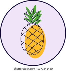 Color illustration of pineapple. Idea for websit design, for blogs, for print.