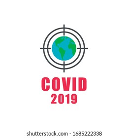 Color illustration of planet Earth in sight struck by a coronavirus and text on a white background. Vector illustration on a medical theme and the epidemic of coronavirus.