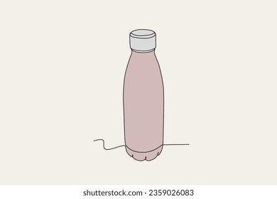 Color illustration of a plastic tumbler. Tumbler one-line drawing