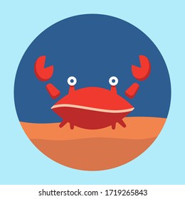 color illustration with red crab on the seabed. modern design icon