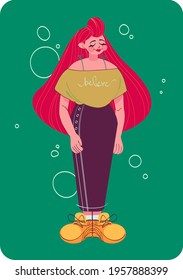 Color illustration of a redhead girl. Idea for website 
design, for blogs.