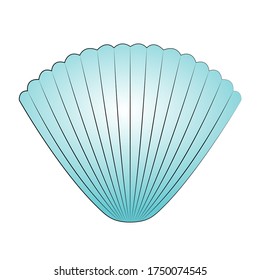 Color illustration sea blue shell isolated on white background. Underwater wildlife.