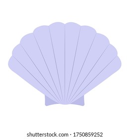 Color illustration sea lilac shell isolated on white background. Underwater wildlife.