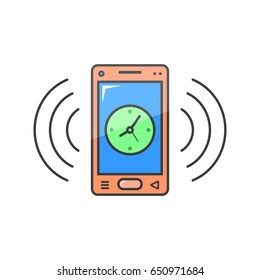 Color illustration of a smartphone with a clock