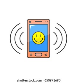 Color illustration of smartphone with smiley