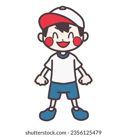 Color illustration of a smiling boy in gym clothes.