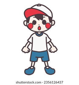 color illustration of a surprised boy in gym clothes