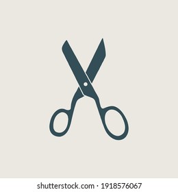 Color illustration of tailor scissors on the background. Vector illustration in vintage style for emblem, poster, label. Hand tool.