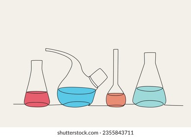 Color illustration of a tube in the laboratory. Lab equipment one-line drawing