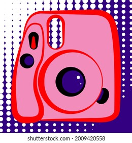 Color illustration, vector image. An image of a instant camera in the style of pop-art.