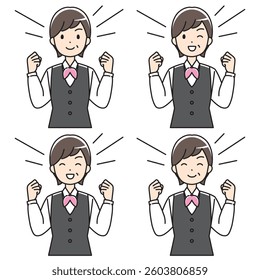 Color illustration of a veteran woman in uniform posing with her fist in the air