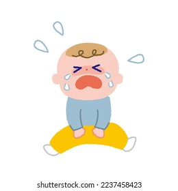 Color illustration without line of a crying baby.