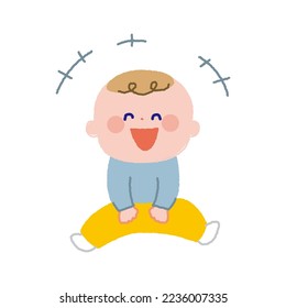 Color illustration without line of laughing baby.