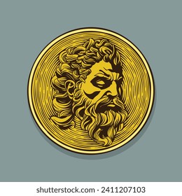 color illustration of Zeus coin