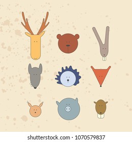 Color Illustrations Form Contours Forest Animals