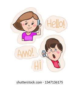 Color illustrations of people's emotions, a set of stickers for social networks