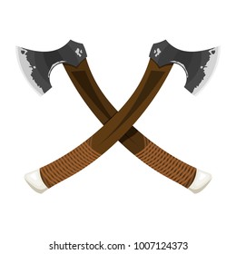 Color image of axes on a white background. Vector illustration of crossed ax style Cartoon