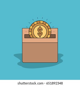 color image background coin with dollar symbol depositing in a carton box vector illustration