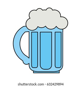 color image blue beer jar glass with foam