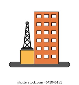 color image building facade with antenna