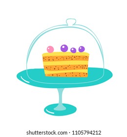 Color image of the cake on the stand in flat style